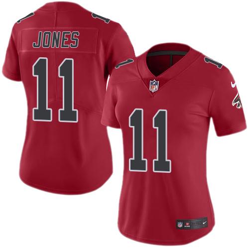 Nike Falcons #11 Julio Jones Red Women's Stitched NFL Limited Rush Jersey